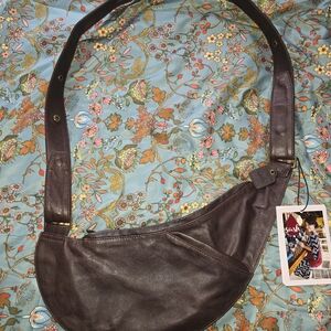 Espresso Leather Half Sash Bag.